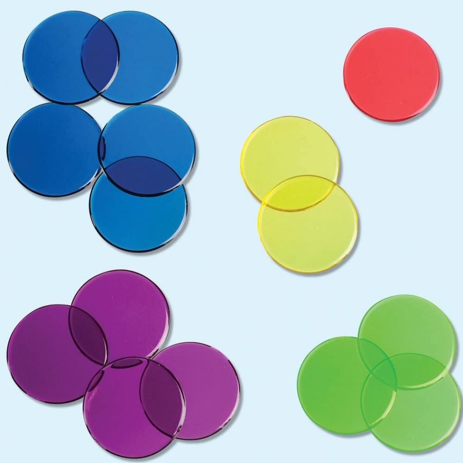 fichas de colores para mesas de luz montessori