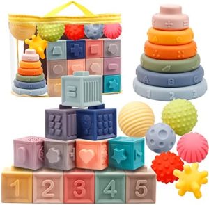 Plunack Montessori Juguetes para Bebés, 24 Piezas Bloques de