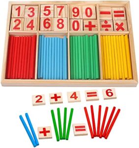 Juguetes Montessori Matematica,Colorido Bloques y Palos de