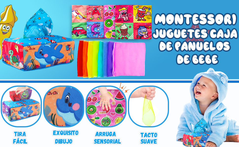 Caja de pañuelos para bebés Montessori Toys