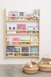Estantería Montessori/Librería Montessori tamaño XL para pared (95 x 141 x 10cm) realizada 100% en madera natural,Hecho en España de manera artesanal