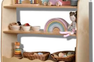 Mami – Estantería Montessori de madera para niños | Dormitorio de niños | Porta objetos juguetes peluche libros | Estantería para niños | 3 estantes | Modelo Arcobaleno