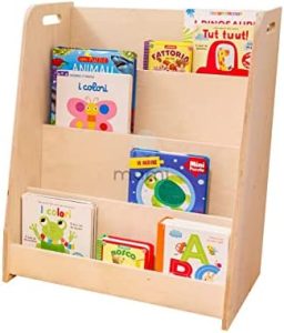 Mami srl MAMI - Librería Montessoriana de madera para niños, Dormitorio infantil, Porta libros cómics cuadernos, 4 estantes, Modelo d Artag, 50 cm (largh.) x 60 cm (alt.) x 30 cm (lungh.)
