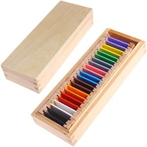 Montessori - Caja de madera para tableta de color de