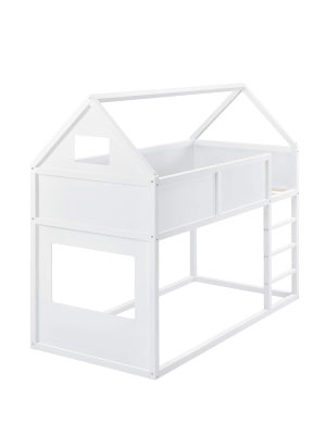 Cama alta para niños Litera con escalera 90x200cm Estructura de cama para niños Base de pino blanco