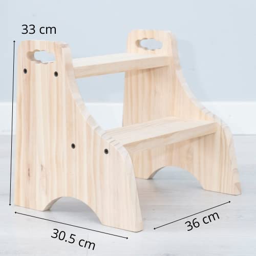 Taburete infantil Montessori - Escalón niños madera 100% natural - banco de  madera baño - escalón infantil - escalera 2 peldaños - taburete baño -  taburete madera (Modelo Nube) - Ahora Montessori