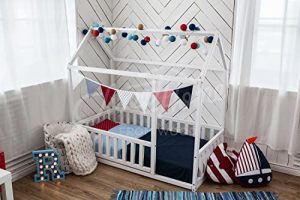 cama montessori infantil casita, el color blanco (190x135cm)