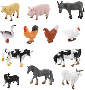 Cobee Figuras de Animales de Granja, 12 Piezas Figuras de