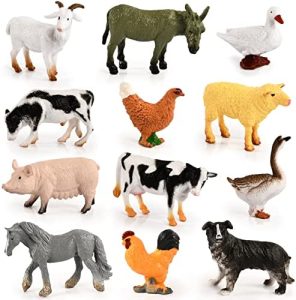 KATELUO Animales de Granja, 12pcs Figuras de Animales, Mini