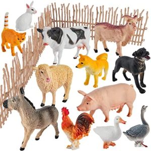 BUYGER 24Pcs Figuras de Juguete de Animales de Granja con