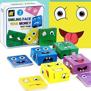 Puzzle de Madera de Expresión Facial,Juegos Montessori Kit