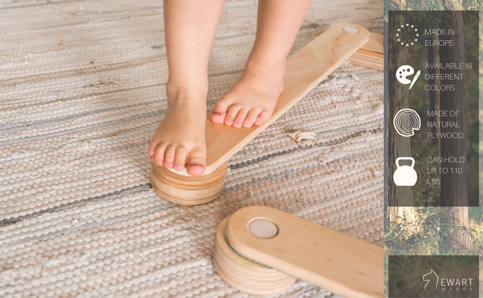 Barra de equilibrio de madera para niños