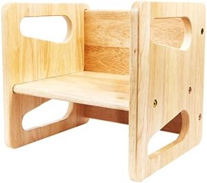 Montessori - Mesa y silla para destete – Mesa de madera maciza para niños pequeños – Silla de cubo de 12 pulgadas