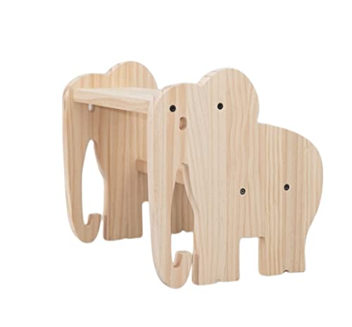 Taburete infantil Montessori- Escalón niños madera 100% natural - banco de madera para el baño - escalón infantil - escalera 2 peldaños -taburete baño - taburete madera - (Mod: Elefante)