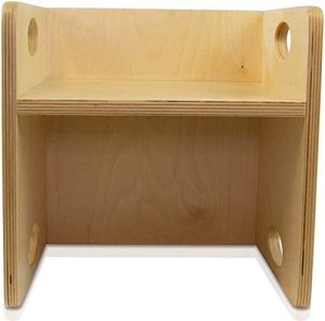 Edufun - Silla infantil reversible de madera 2 en 1, mesa y taburete para niños que crecen con dos alturas de asiento de 21 cm o 10,5 cm como mesa de 30 x 30 cm