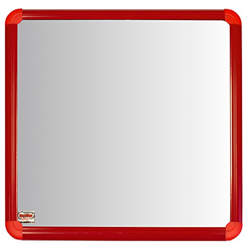 Henbea - Espejo Parchis de Seguridad para niños, Metacrilato Cuadrado, Marco Aluminio Lacado Rojo (45x45 cms)