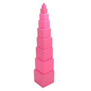 Imtrub Torre Rosa - Bloques apilables Torre Rosa Madera | Juguete apilable, Juego Preescolar